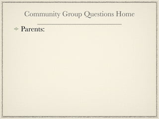 Community Group Questions Home

Parents:
 