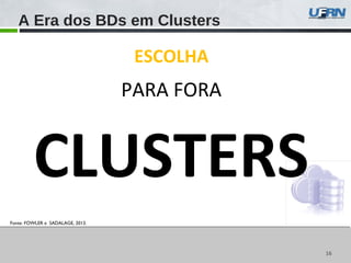 1616
ESCOLHA
PARA FORA
CLUSTERS
Fonte: FOWLER e SADALAGE, 2013.
A Era dos BDs em Clusters
 