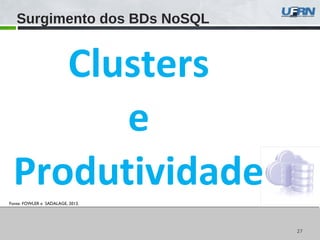 2727
Fonte: FOWLER e SADALAGE, 2013.
Surgimento dos BDs NoSQL
Clusters
e
Produtividade
 