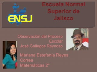 Observación del Proceso
                Escolar
 José Gallegos Reynoso

 Mariana Estefanía Reyes
 Correa
 Matemáticas 2°
 