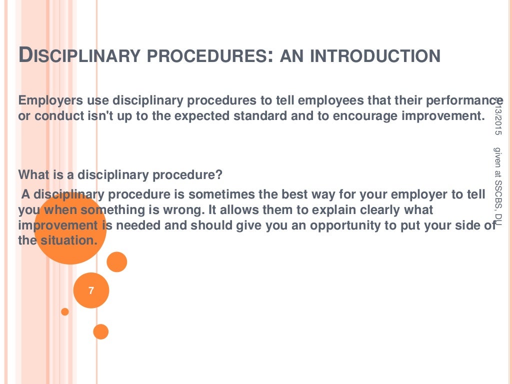 Disciplinary procedures