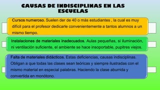 CAUSAS DE INDISCIPLINAS EN LAS
ESCUELAS
 