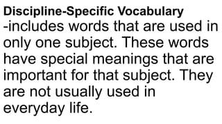 Understanding Vocabulary Categories: General, Academic, and Discipline ...