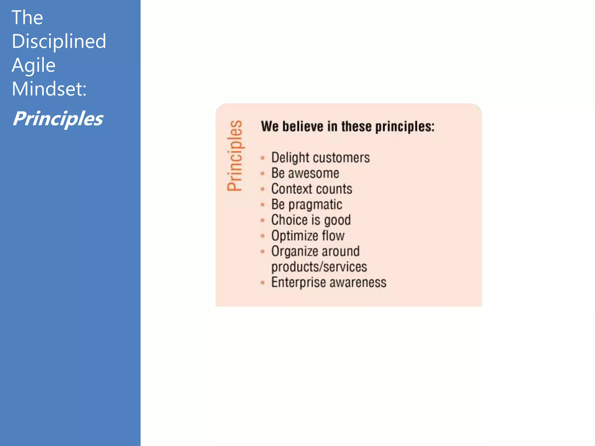 The
Disciplined
Agile
Mindset:
Principles
 