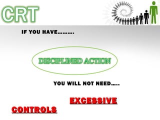 IF YOU HAVE……….IF YOU HAVE……….
YOU WILL NOT NEED…..YOU WILL NOT NEED…..
EXCESSIVEEXCESSIVE
CONTROLSCONTROLS
 