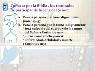 4Los símbolos usados y su significado.1 Corintios 10:16-17El pan: Representa  su cuerpo partido por nosotros.1 Corintios 11:24; Mateo 26:26; Juan 6:33-38El vino: Representa su sangre en el nuevo pacto.Mateo  26:27-29; 1 Corintios 11:25Al tomar la copa, testificamos que por la sangre de Jesucristo  hemos sido redimidos.42