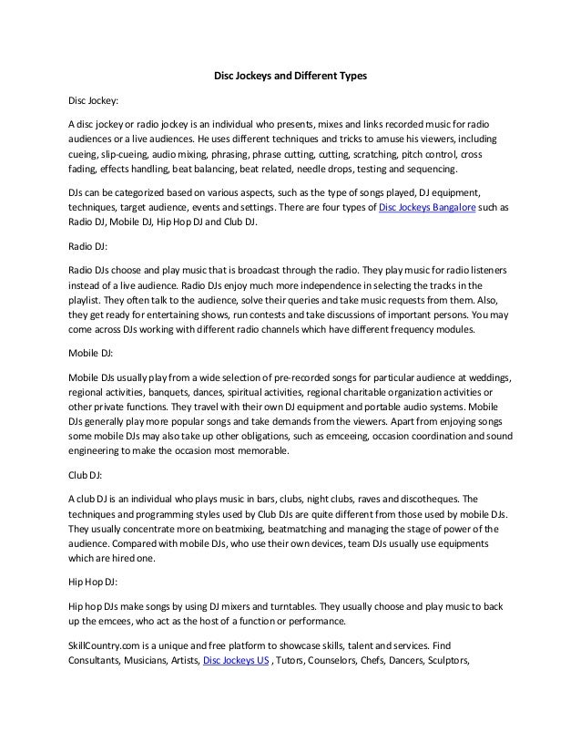 Disc Jockeys and Different Types