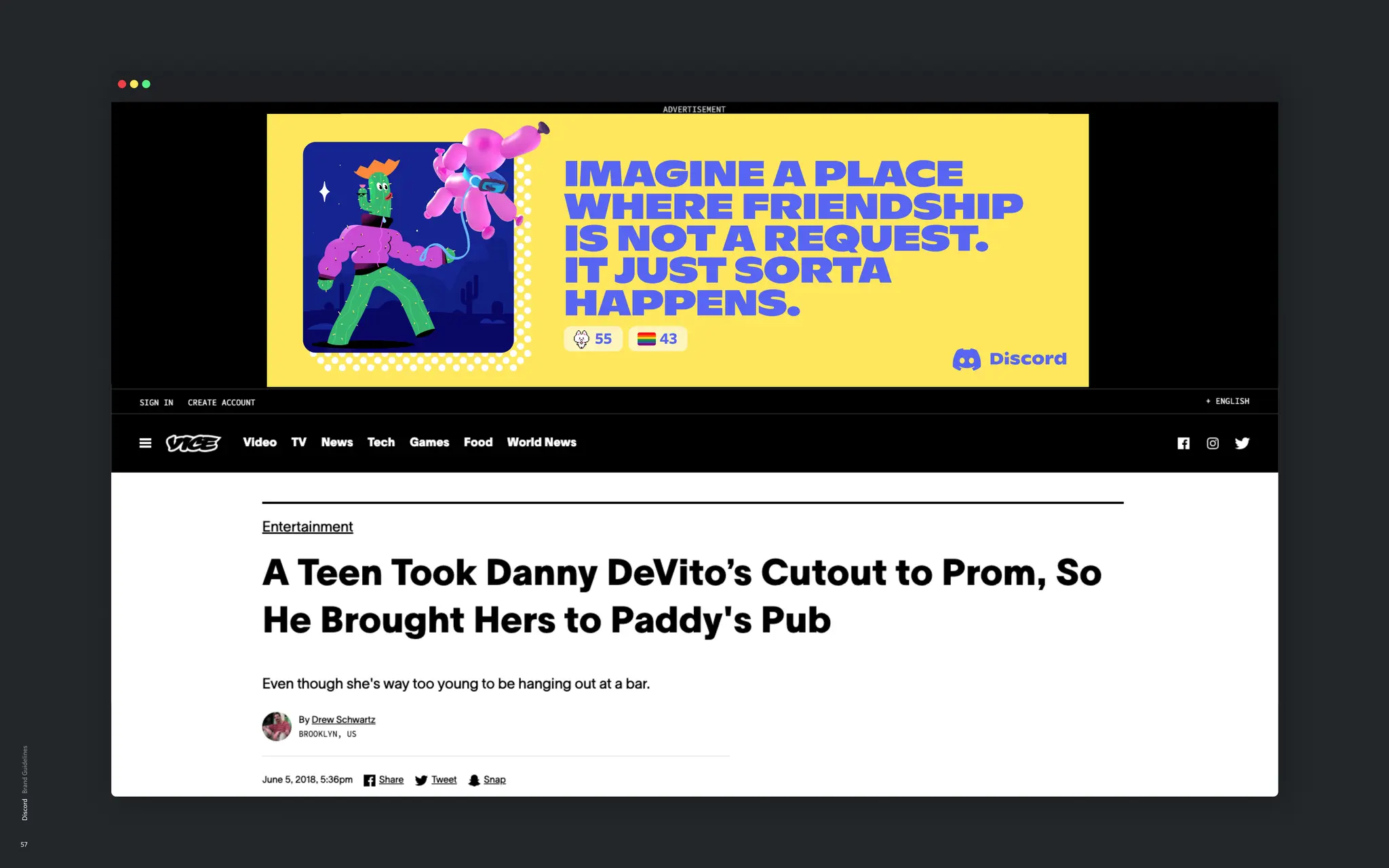 Discord
57
Imagine a place
where friendship
is not a request
.  
It just sort
a
happens.

55 43
 