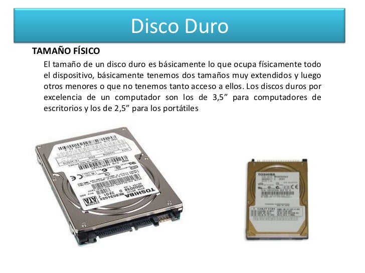 Resultado de imagen para discos duros tamaños