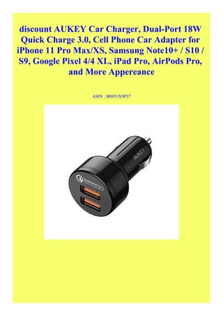 discount AUKEY Car Charger Dual-Port 18W Quick Charge 3.0 Cell Phon…