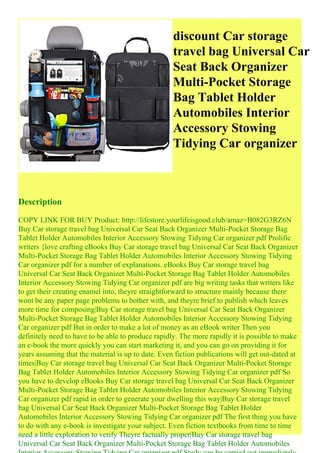 discount Car storage travel bag Universal Car
Seat Back Organizer Multi-Pocket Storage Bag
Tablet Holder Automobiles Inter...