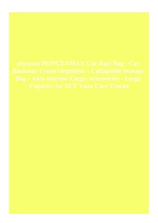 discount HONCENMAX Car Boot Bag - Car Backseat Trunk Organizer - Collapsible
Storage Bag - Auto Interior Cargo Accessories...