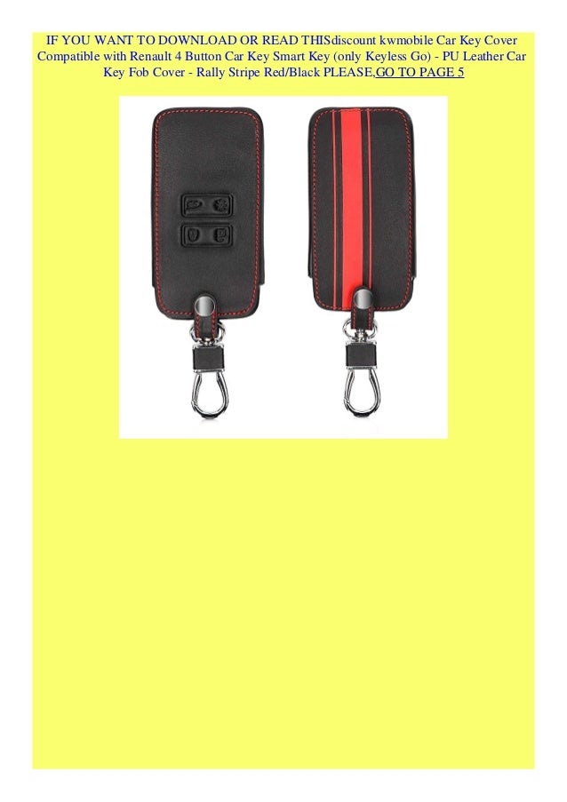 - PU Leather Car Key Fob Cover only Keyless Go kwmobile Car Key Cover Compatible with Renault 4 Button Car Key Smart Key Rally Stripe Red//Black