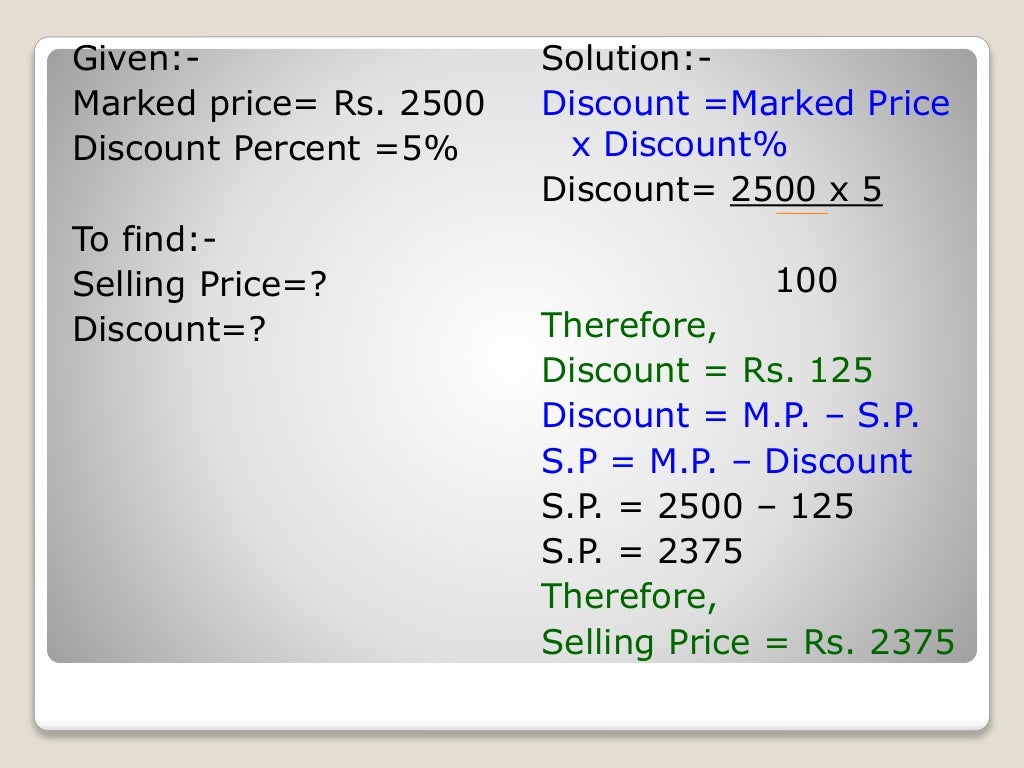 Discount and commission