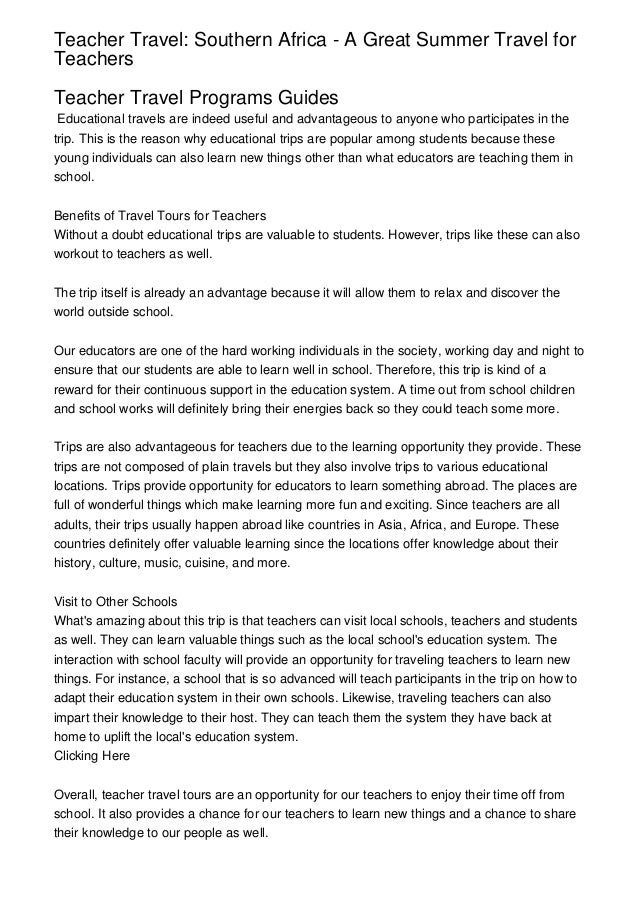 Teacher Travel Southern Africa A Great Summer Travel for Teachers