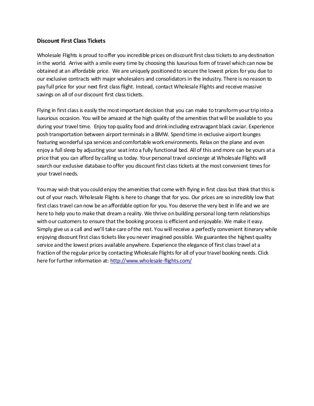 Discount First Class Tickets