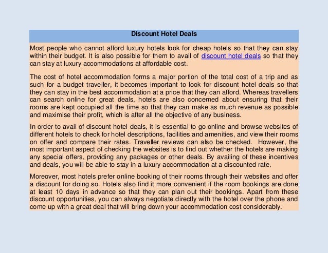 Discount hotel deals