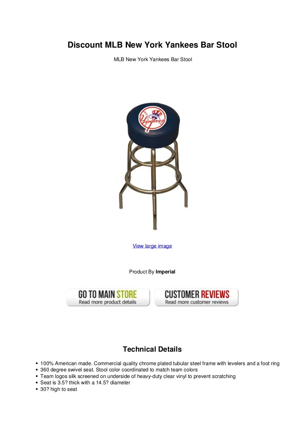 Discount MLB New York Yankees Bar Stool