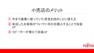 小売店のメリット
① 今まで廃棄に使っていた資金を他のことに使える
② 来店したお客様がついでに何かを購入することで収益
UP
③ リピーターが増えて収益UP
 