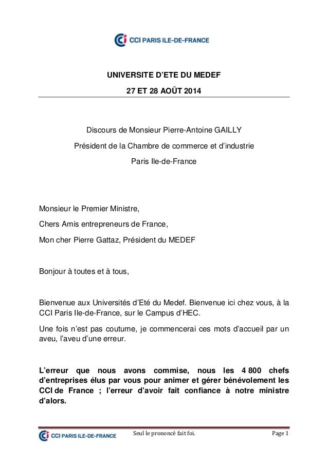 Discours de PierreAntoine Gailly au Premier ministre, à l'Université…