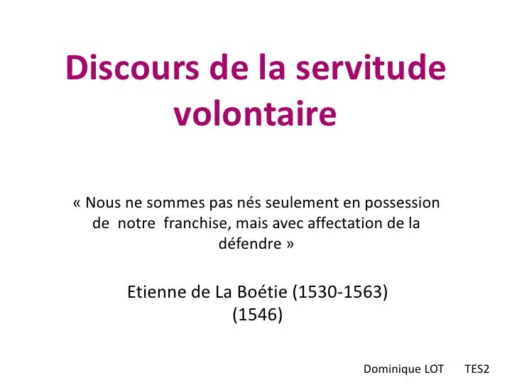 Discours De La Servitude Volontaire Pdf Gratuit