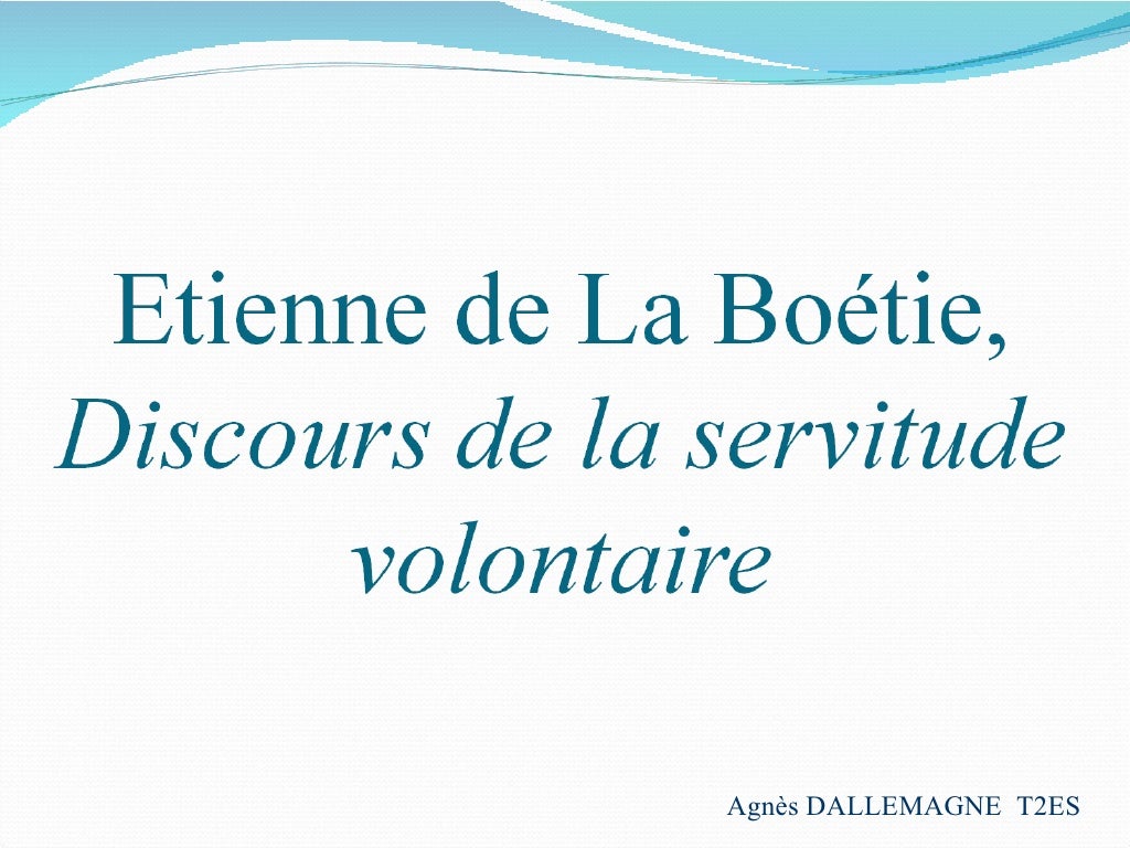 Discours De La Servitude Volontaire Pdf Gratuit