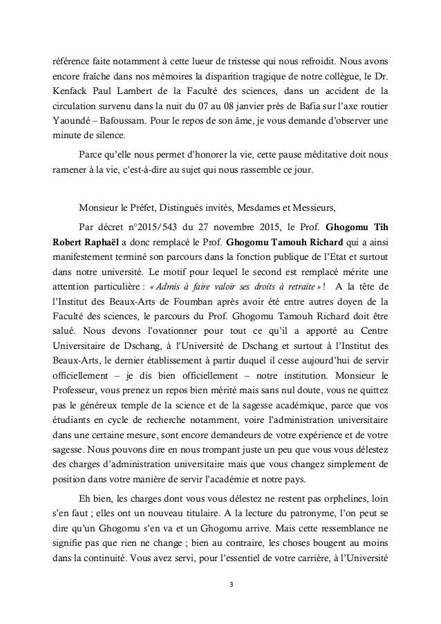Discours d'installation du directeur de l'IBAF