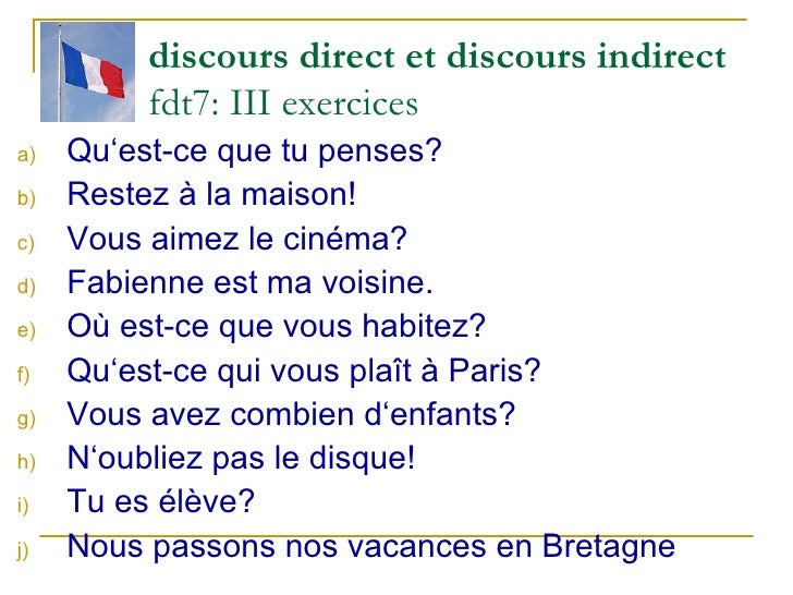 Qu Est Ce Qu Un Discours Indirect