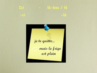 Ici - là-bas / là
-ci -là
 