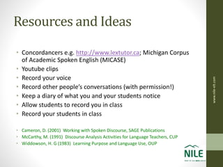 Spoken Discourse Analysis: awareness-raising activities for high-level ...