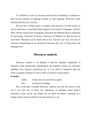 Discourse Analysis Transcript Discourse Analysis | DOC