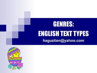 GENRES: ENGLISH TEXT TYPES [email_address] 