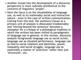 Discourse and the sentence