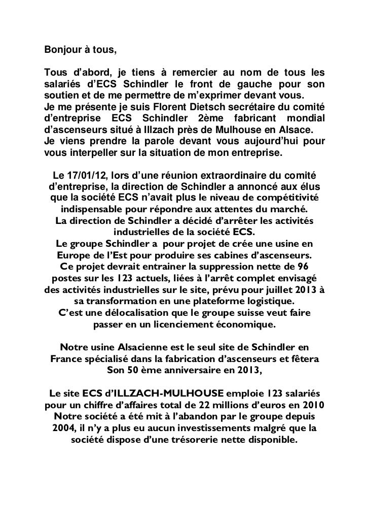 Discours florent diestch schindler