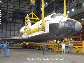 Shuttle In Sling Ready For Lift In VAB 