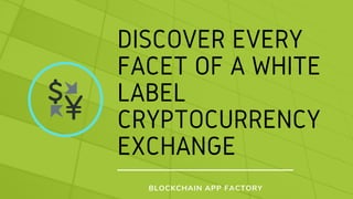 DISCOVER EVERY
FACET OF A WHITE
LABEL
CRYPTOCURRENCY
EXCHANGE
BLOCKCHAIN APP FACTORY
 