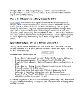 Discover Excellence with the IBDP at Johnson Grammar School_ A Complete ...