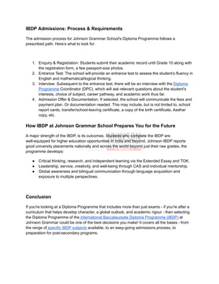 Discover Excellence with the IBDP at Johnson Grammar School_ A Complete ...