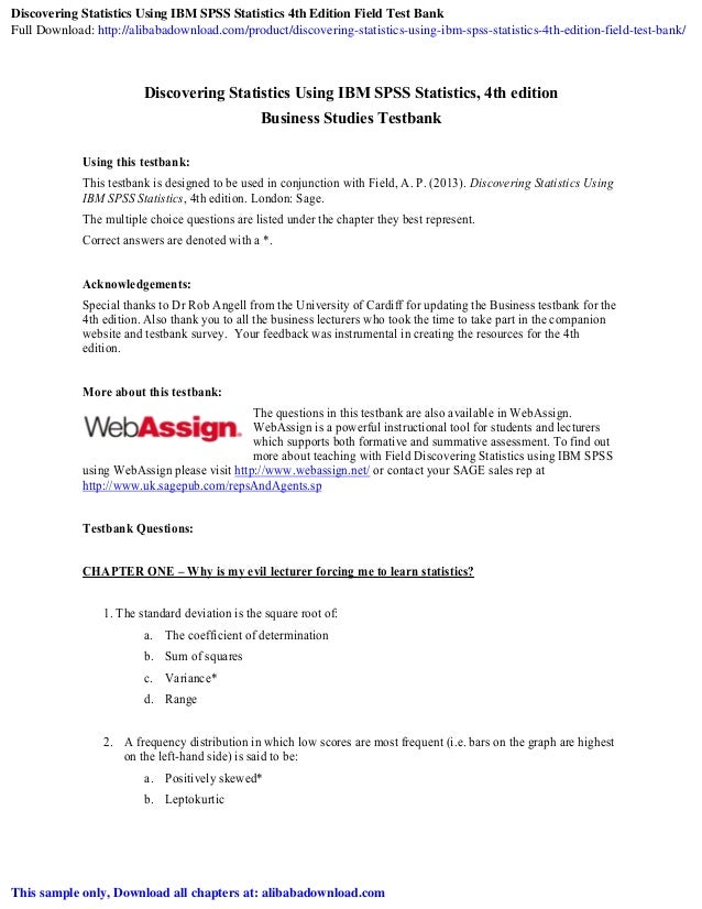 Discovering Statistics Using IBM SPSS Statistics 4th