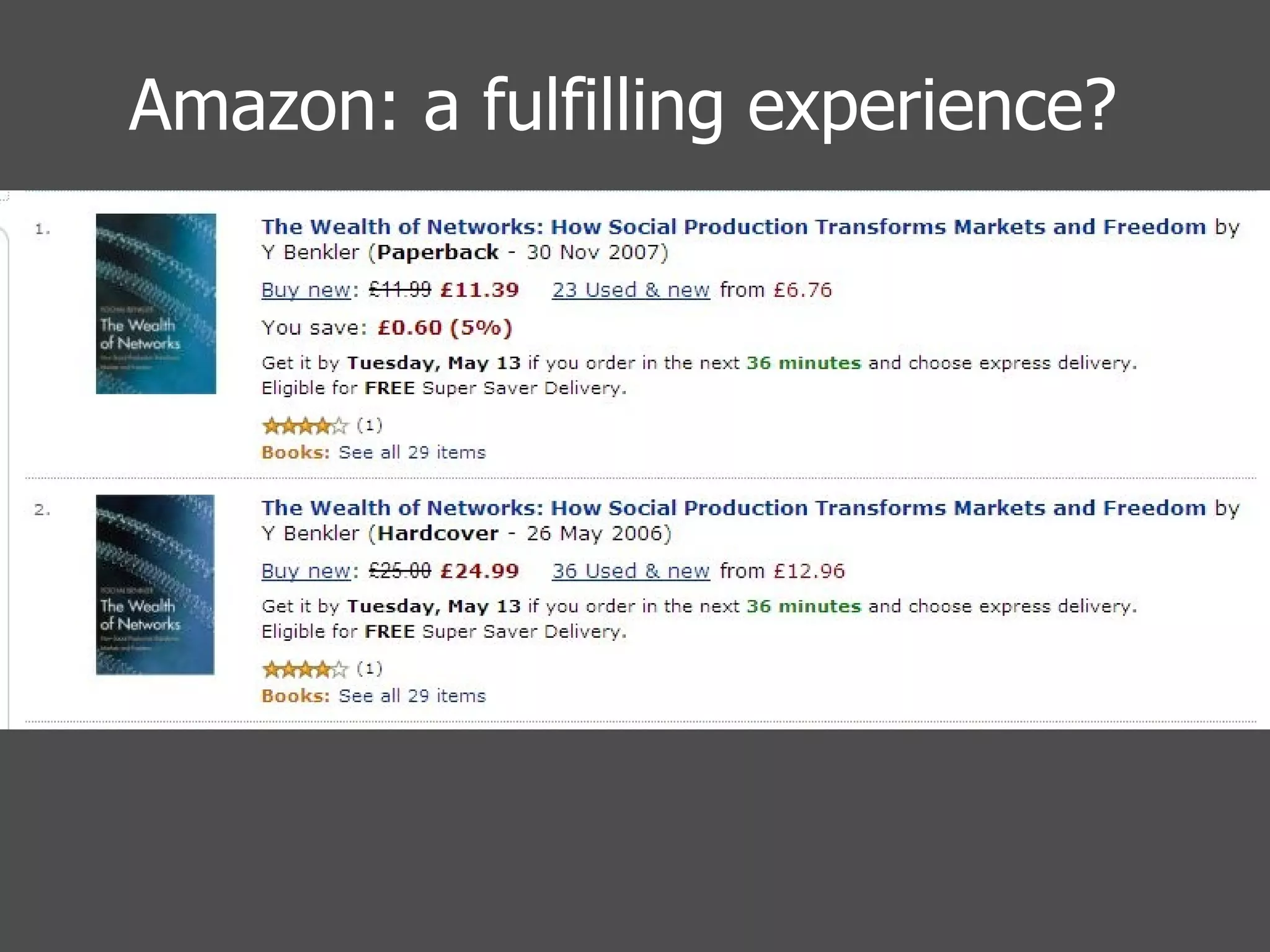 Amazon: a fulfilling experience? 