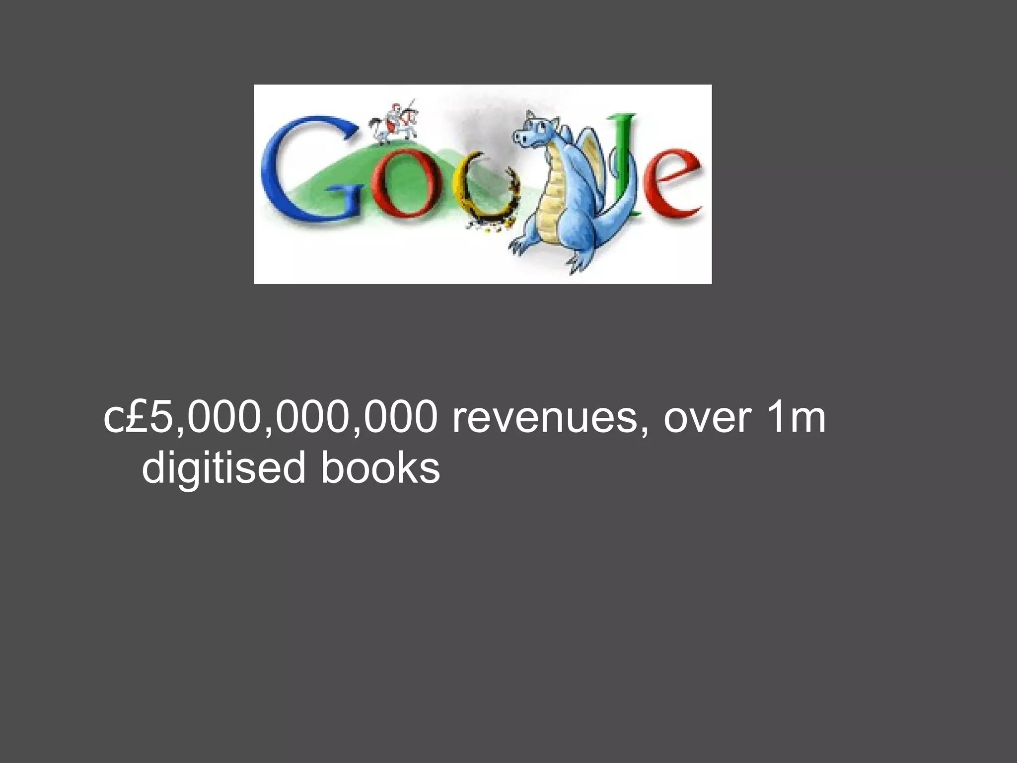 c£ 5,000,000,000 revenues, over 1m digitised books 