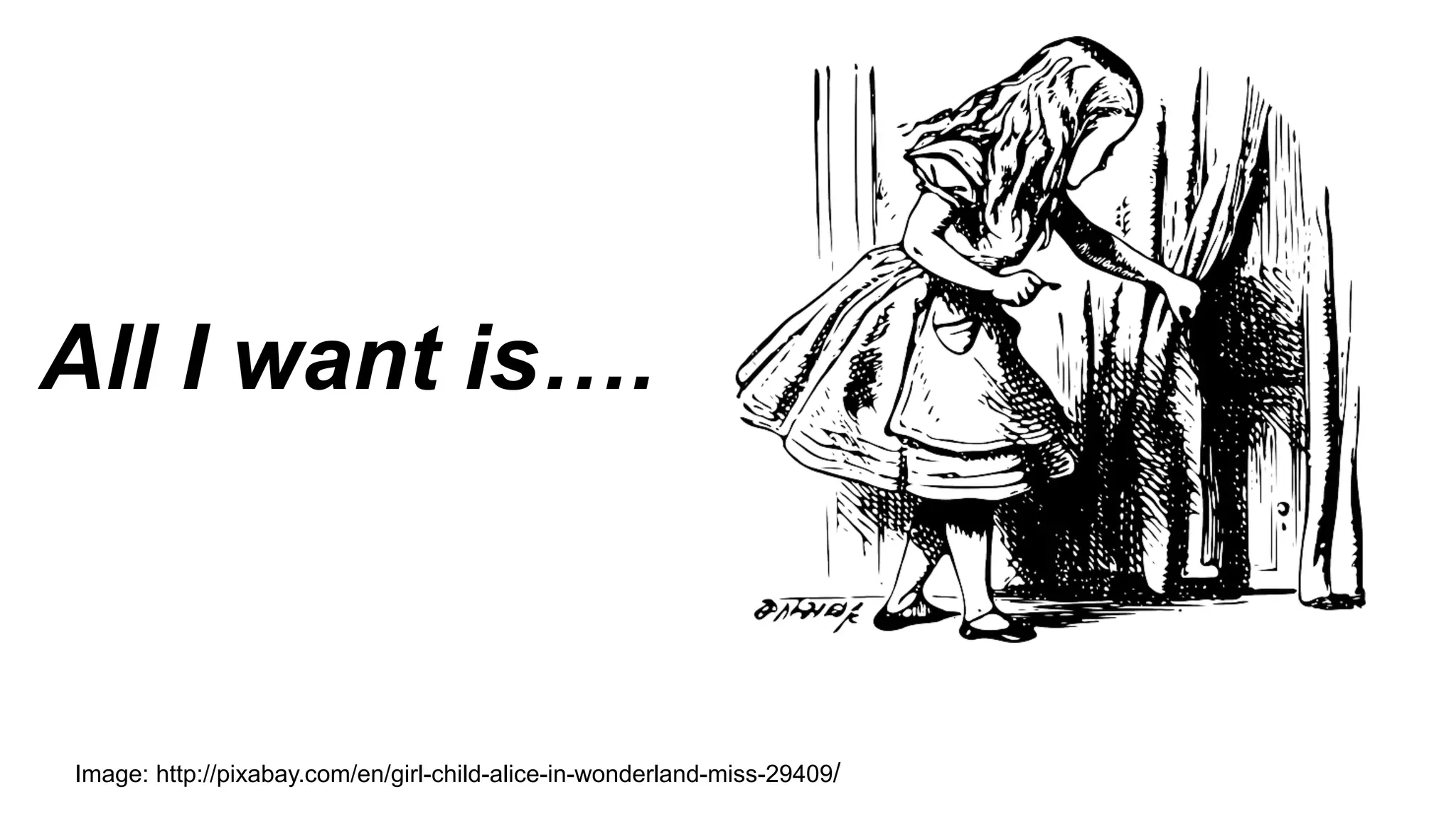All I want is….
Image: http://pixabay.com/en/girl-child-alice-in-wonderland-miss-29409/
 