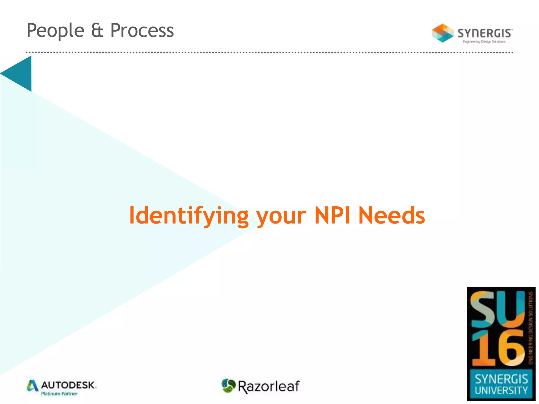 Identifying your NPI Needs
People & Process
 