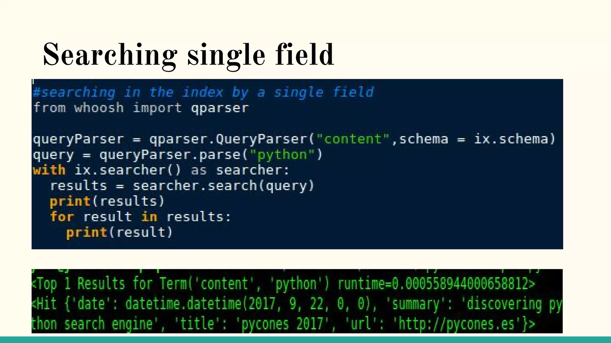 Searching single field 