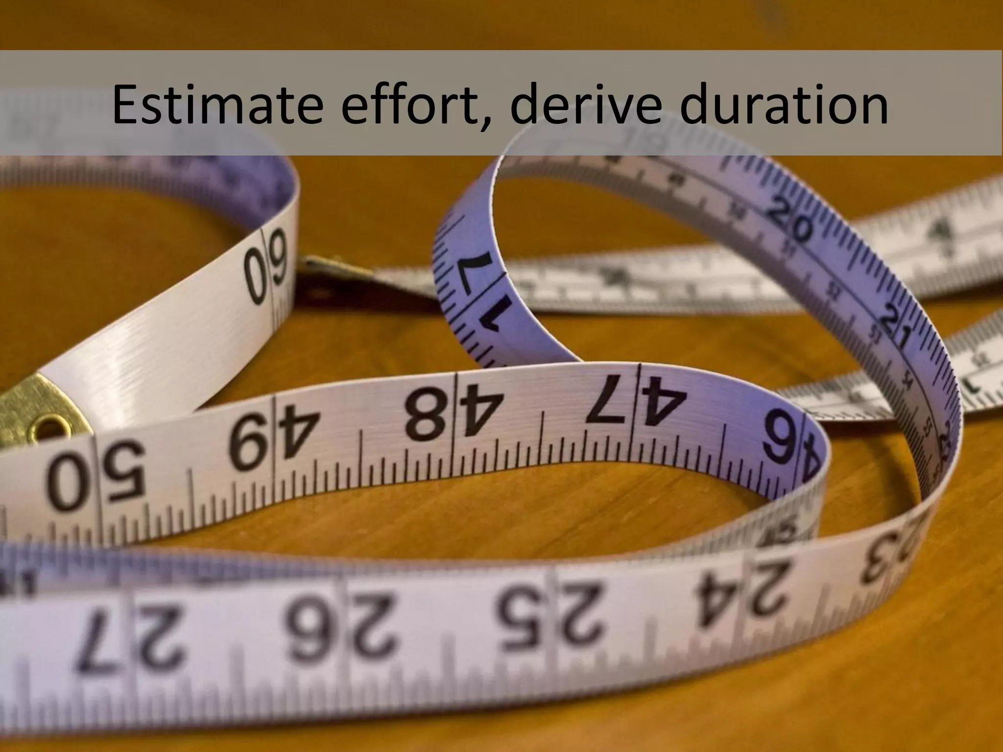 Estimate effort, derive duration
 
