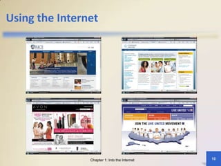 Businesses interact with their customers, vendors, and business partners</li></ul>Chapter 1: Into the Internet<br />5<br />