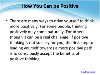 Discovering The Power Of Positive Thinking | PPT