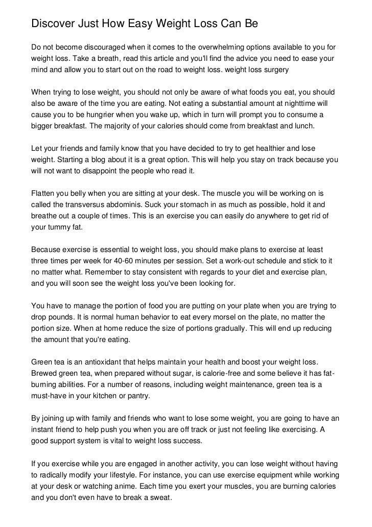 Discover Just How Easy Weight Loss Can Be