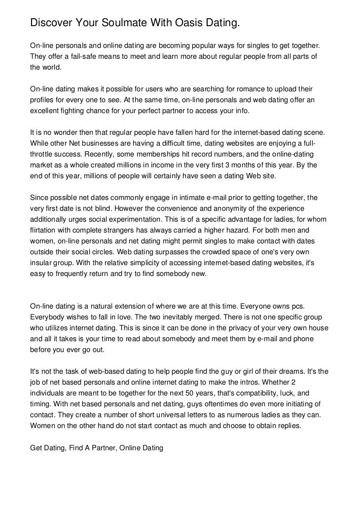 Oasis dating online