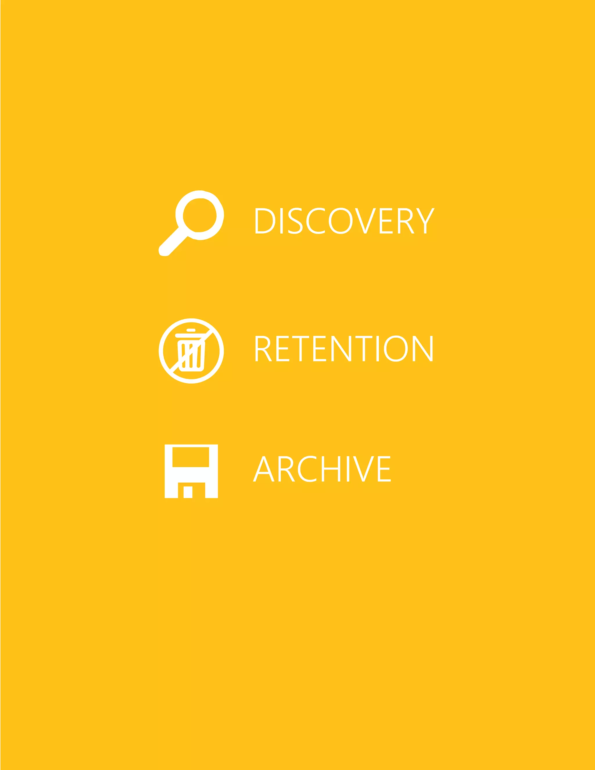 ReTeNTIoN
ARCHIVe
dISCoVeRY
 